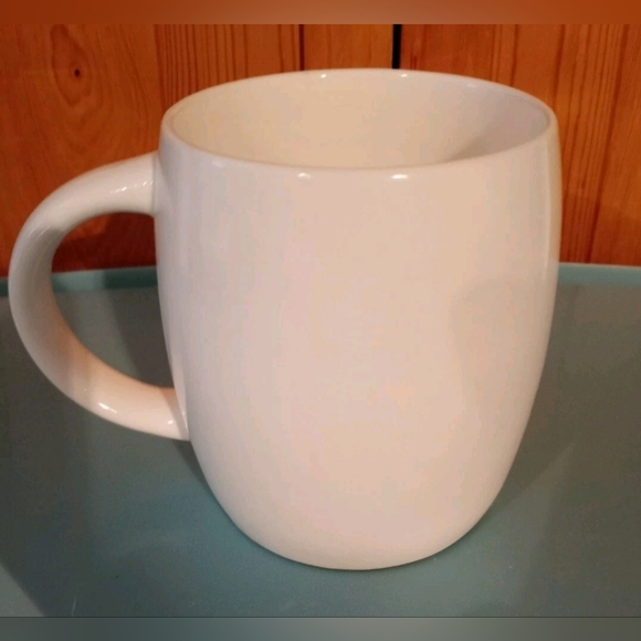Starbucks Solid White With Black Logo Est 1971 Barrel Coffee Mug 14 Oz Cup 2008 - Picture 3 of 6